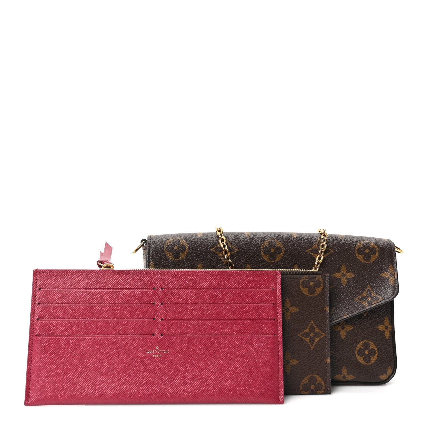 Louis Vuitton Monogram Pochette Felicie Chain Wallet Fuchsia 2 of 11