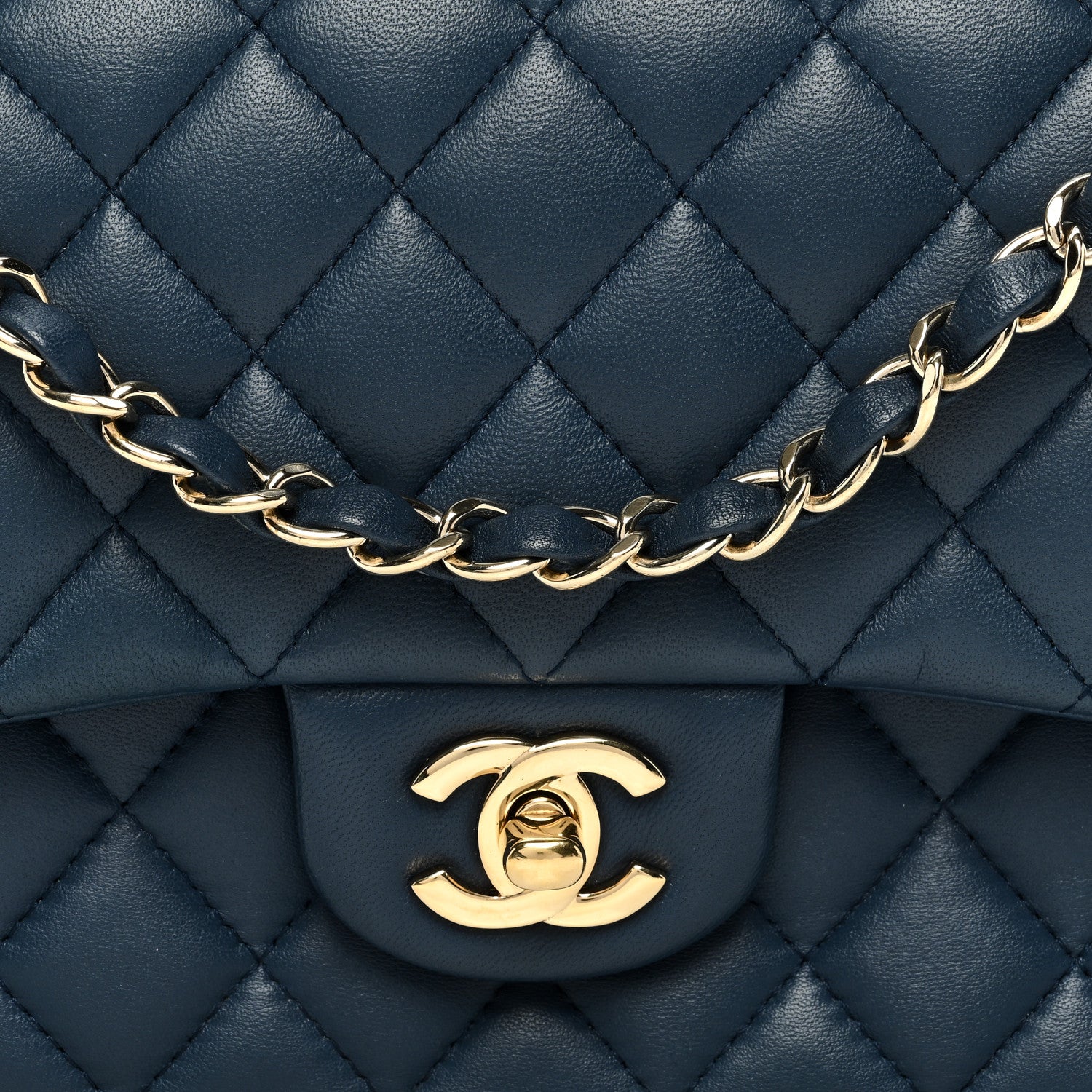 Chanel Lambskin Quilted Medium Double Flap Blue 8 of 10