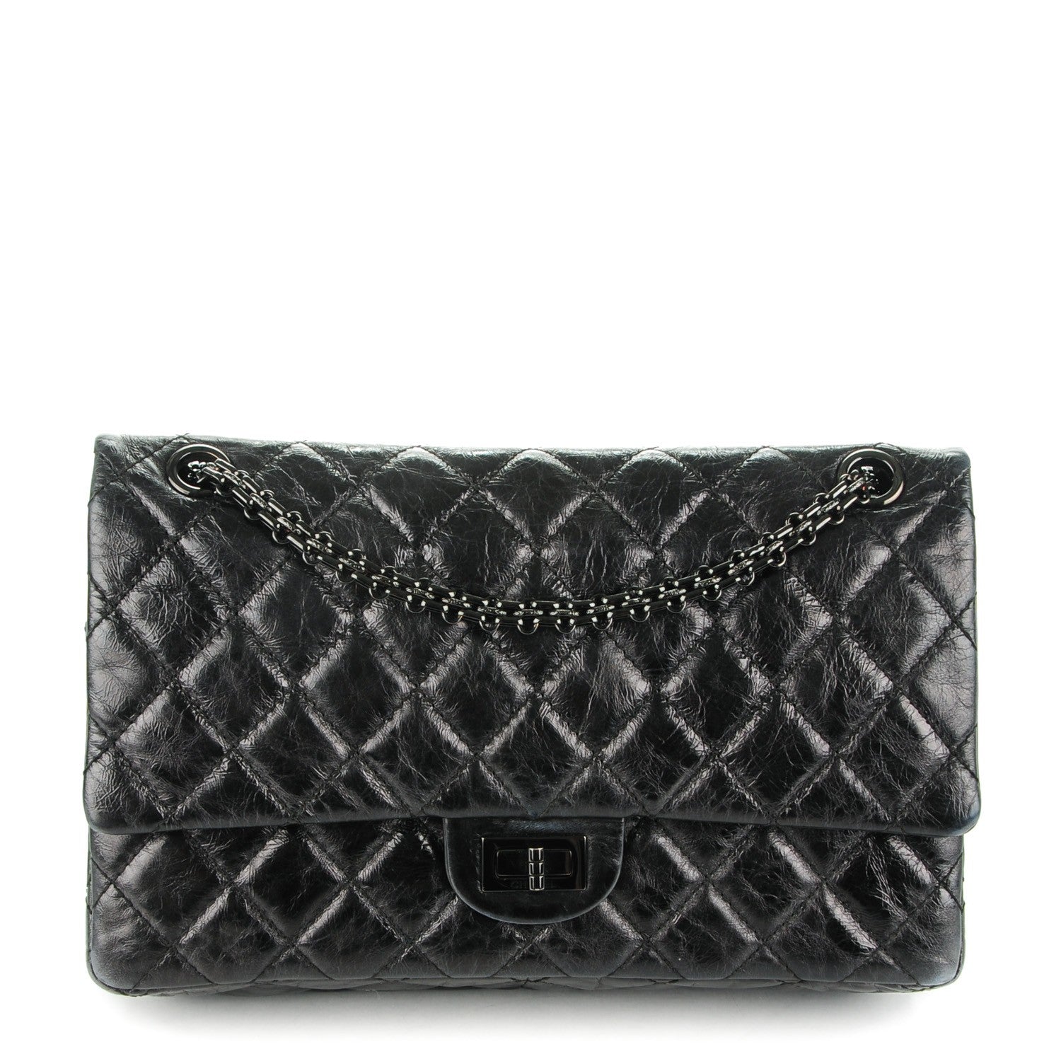 Chanel Glazed Calfskin Quilted 2.55 Reissue 226 Flap So Black 1 of 8