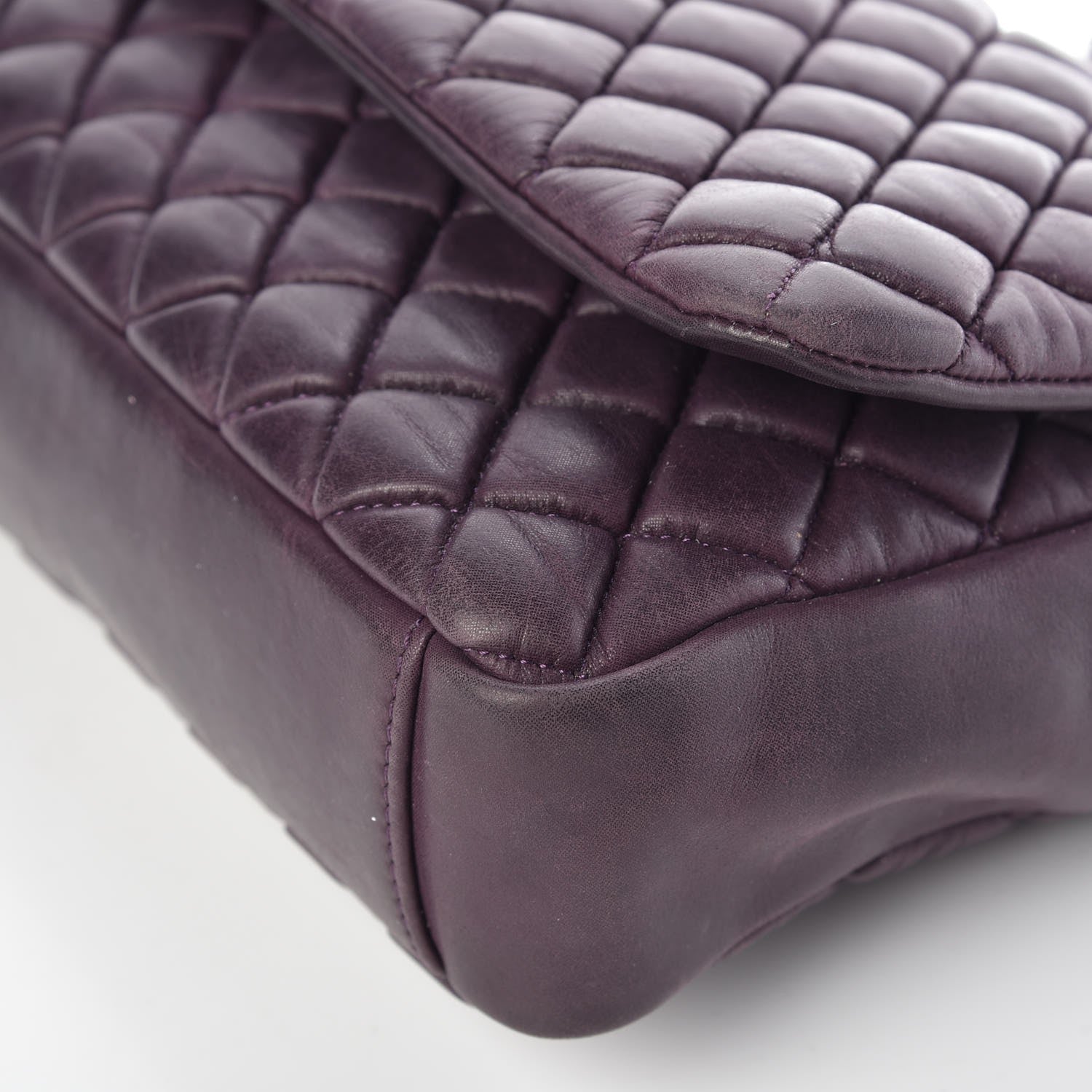 Chanel Iridescent Calfskin Quilted Large New Bubble Flap Plum 10 of 12