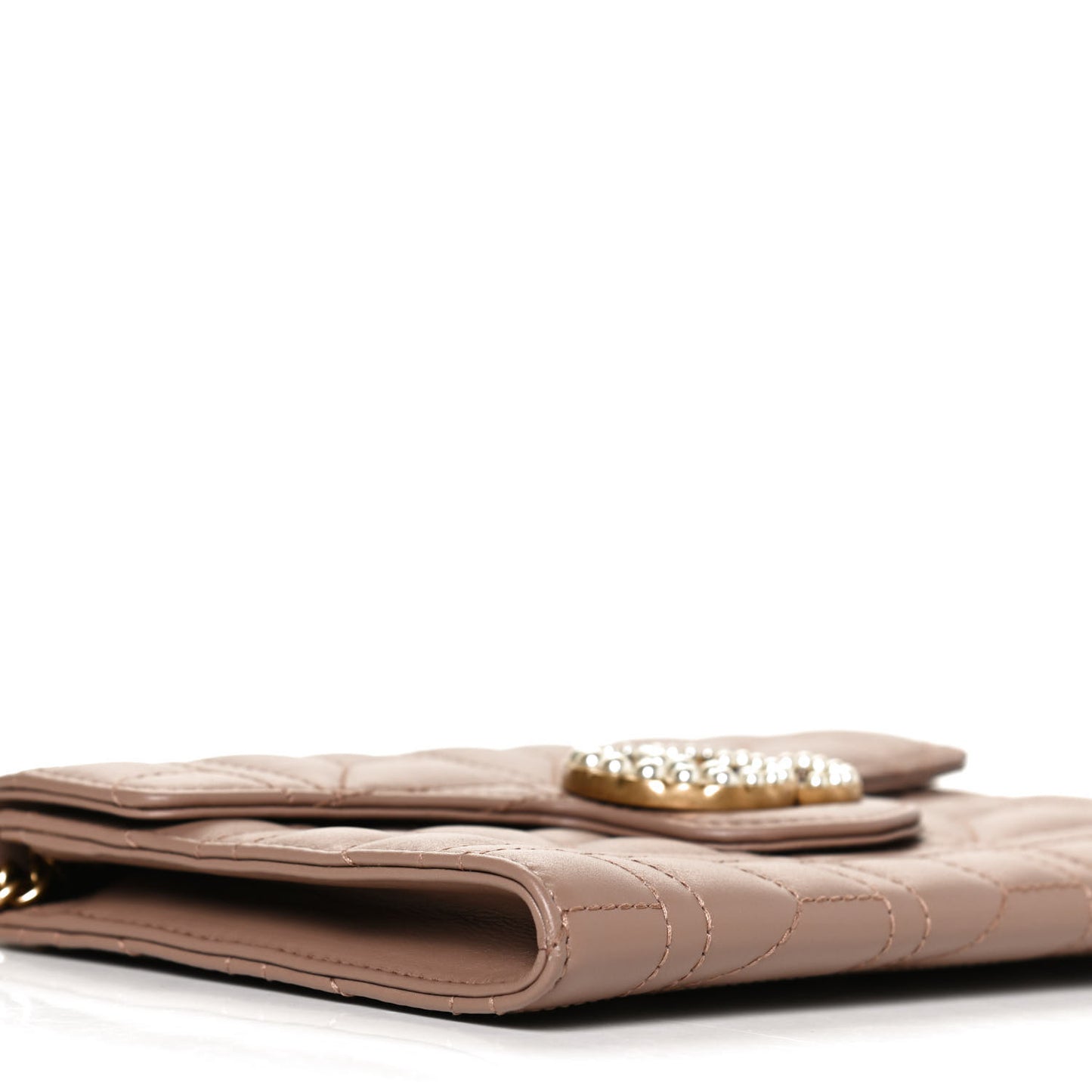 Calfskin Matelasse Mini Pearly GG Marmont Chain Wallet Porcelain Rose