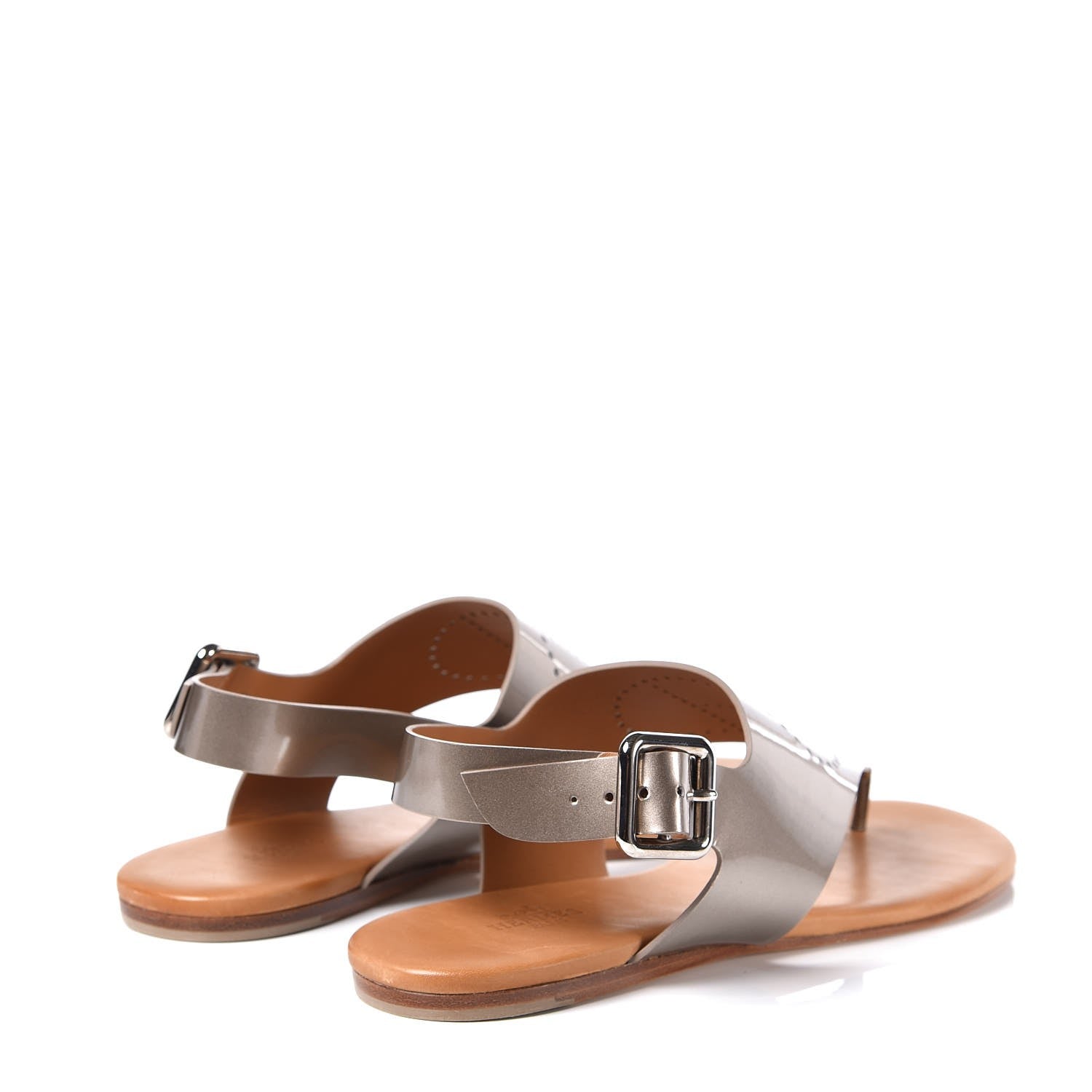 Hermes Metallic Calfskin Kola Sandals 38.5 Gold 4 of 7