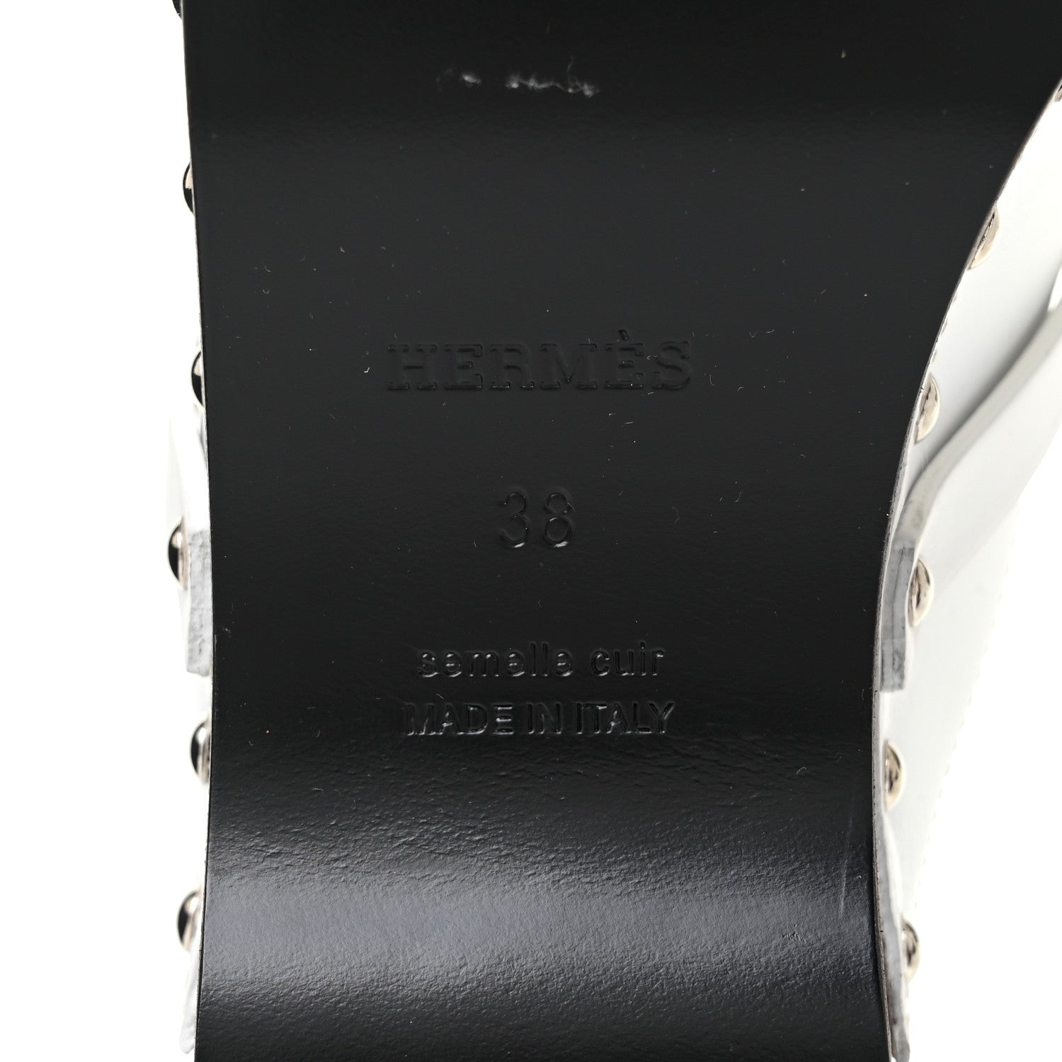 Hermes Calfskin Calya Mules 38 White 6 of 7