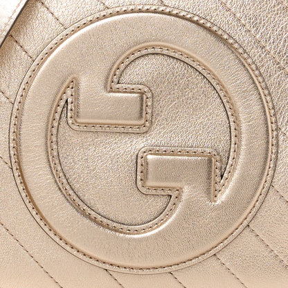 Gucci Metallic Sakai Be Green Calfskin Diagonal Stitched Small Blondie Shoulder Bag Golden Beige 10 of 13