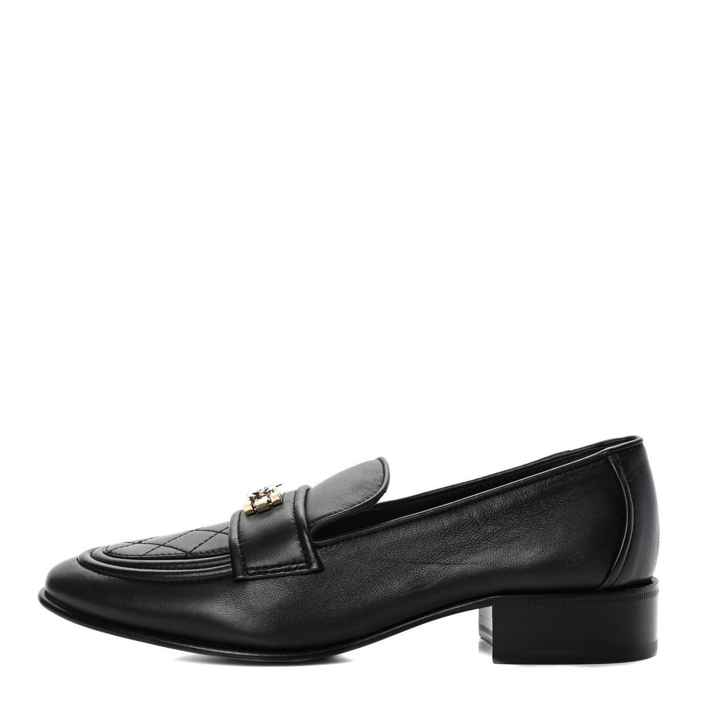 Lambskin Quilted Womens CC Loafers 39 Black