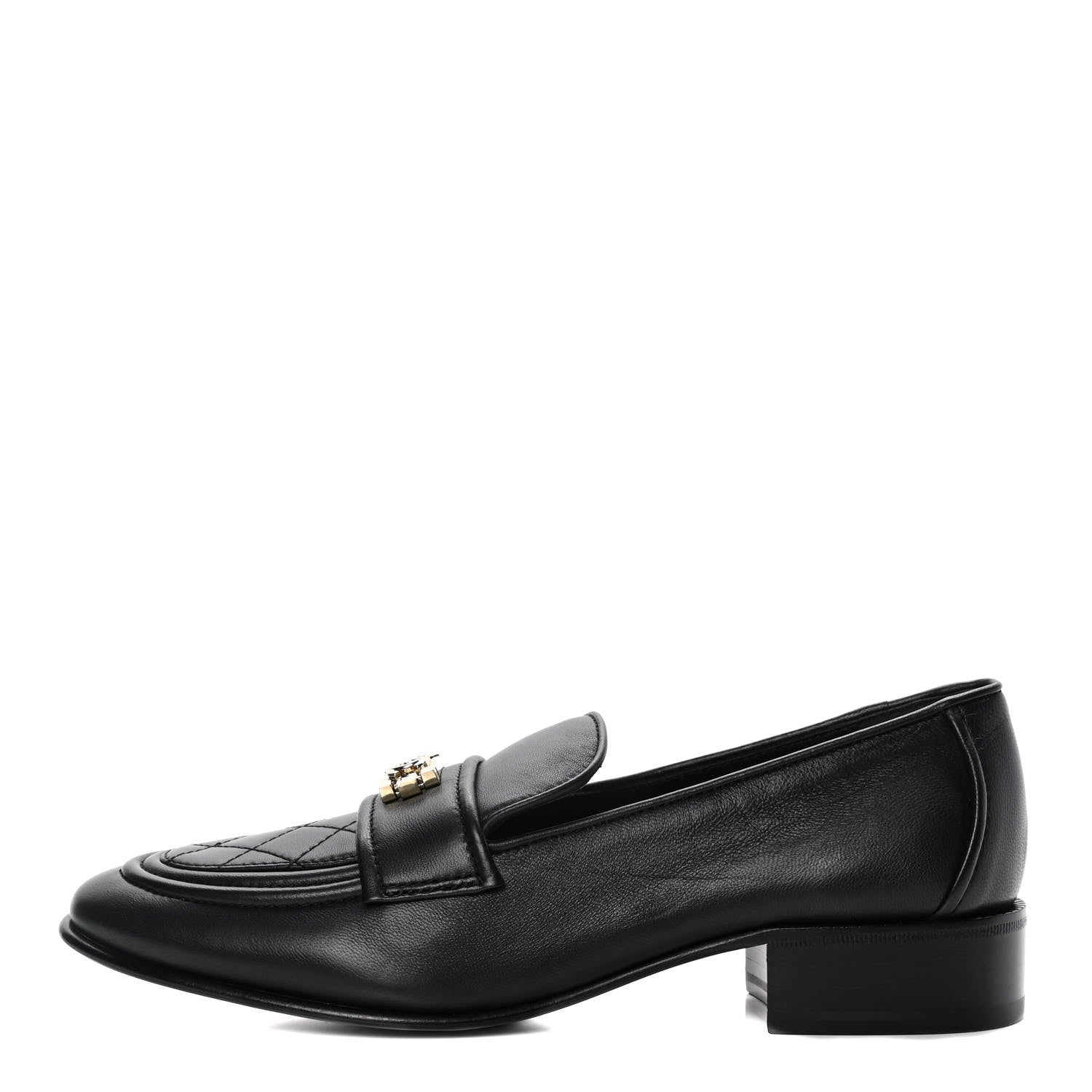Chanel Lambskin Quilted Womens CC Loafers 39 Black 1 of 10