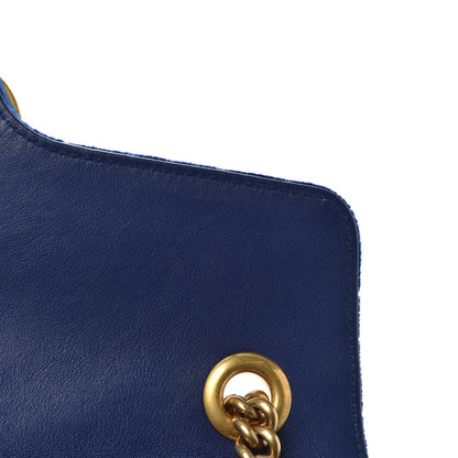 Gucci Velvet Matelasse Small GG Marmont Shoulder Bag Cobalt Blue 14 of 15