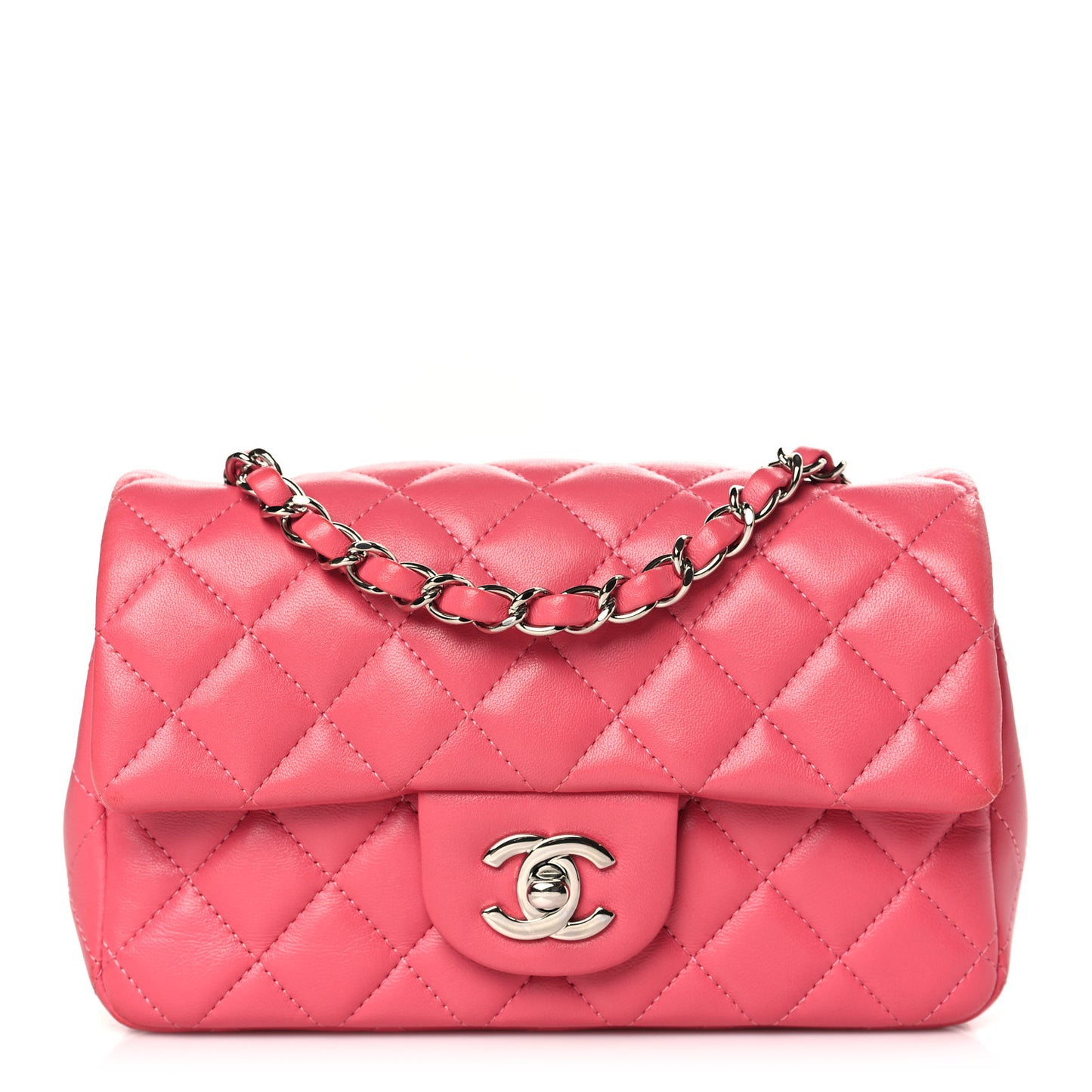 Lambskin Quilted Mini Rectangular Flap Pink
