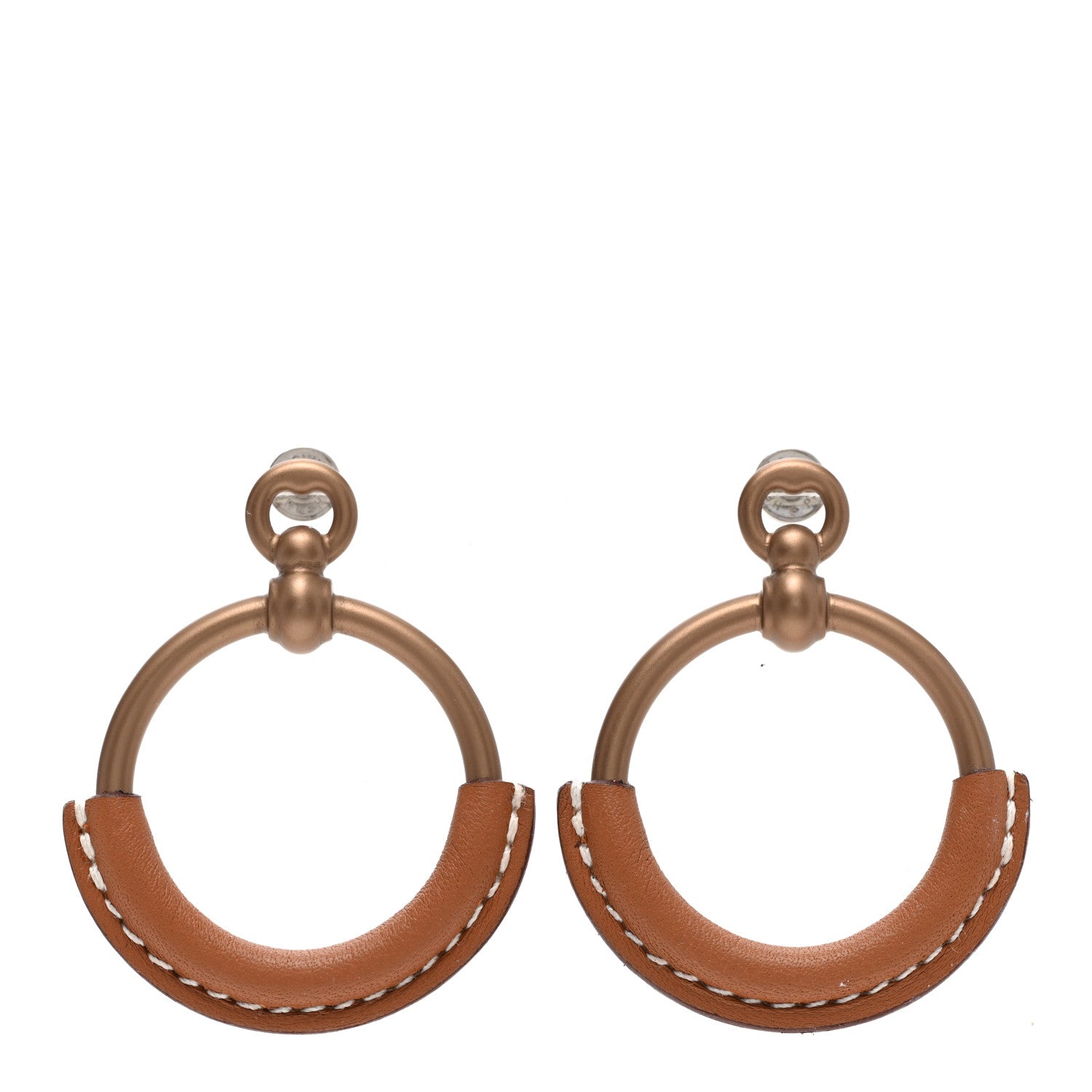 Hermes Barenia Loop Earrings Fauve 1 of 4
