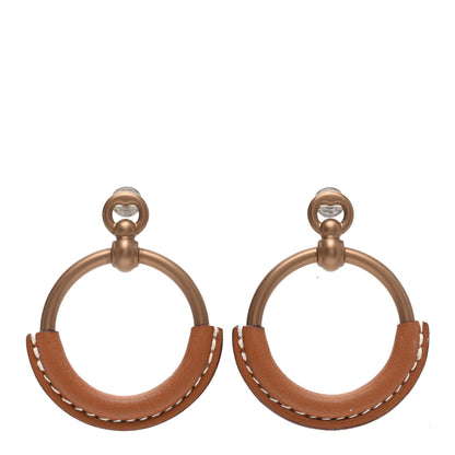 Hermes Barenia Loop Earrings Fauve 1 of 4