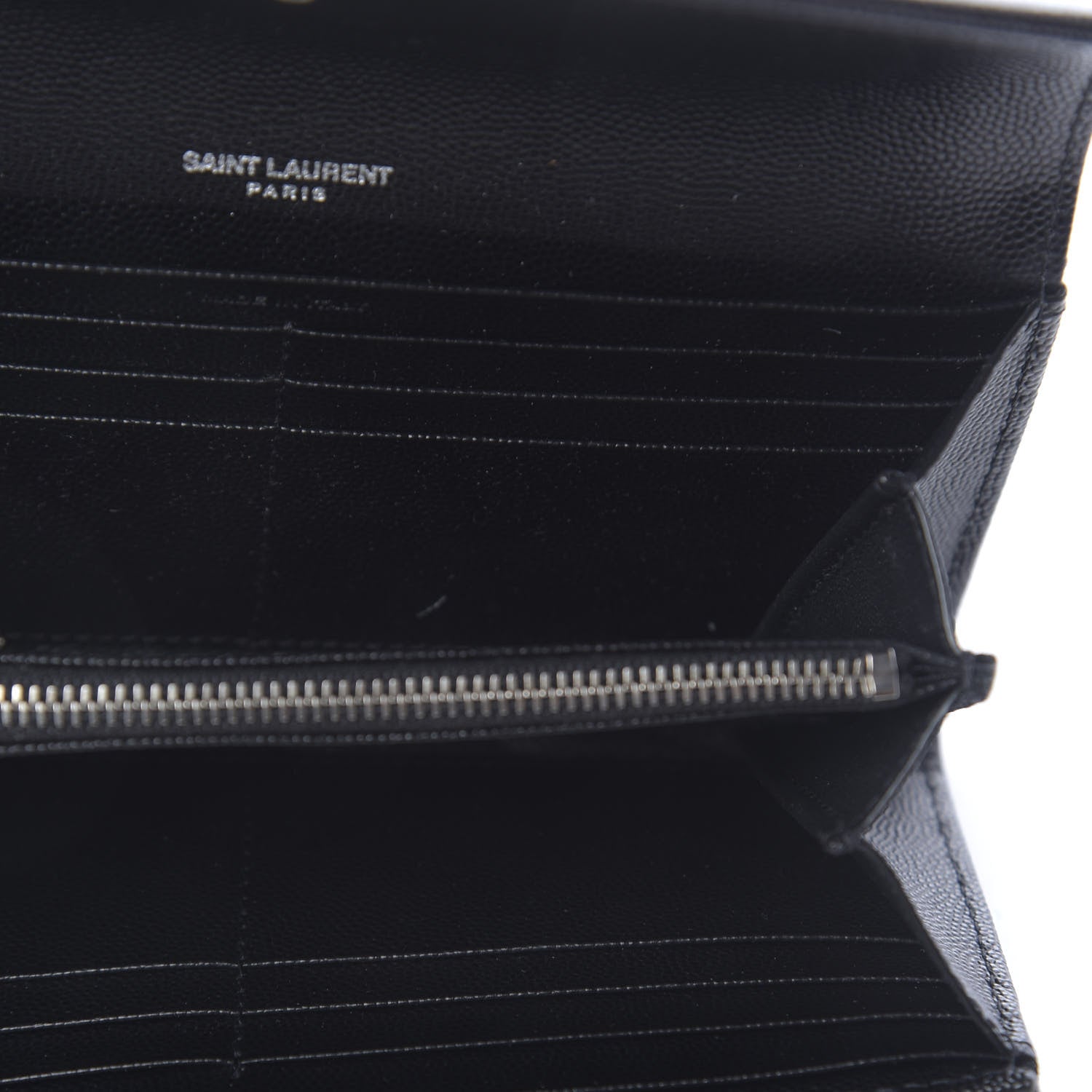 Saint Laurent Grain De Poudre Matelasse Chevron Monogram Flap Wallet Black 5 of 10