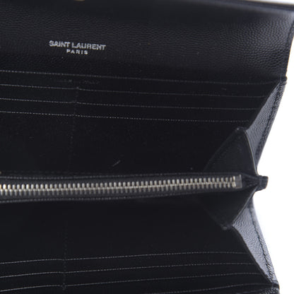 Saint Laurent Grain De Poudre Matelasse Chevron Monogram Flap Wallet Black 5 of 10