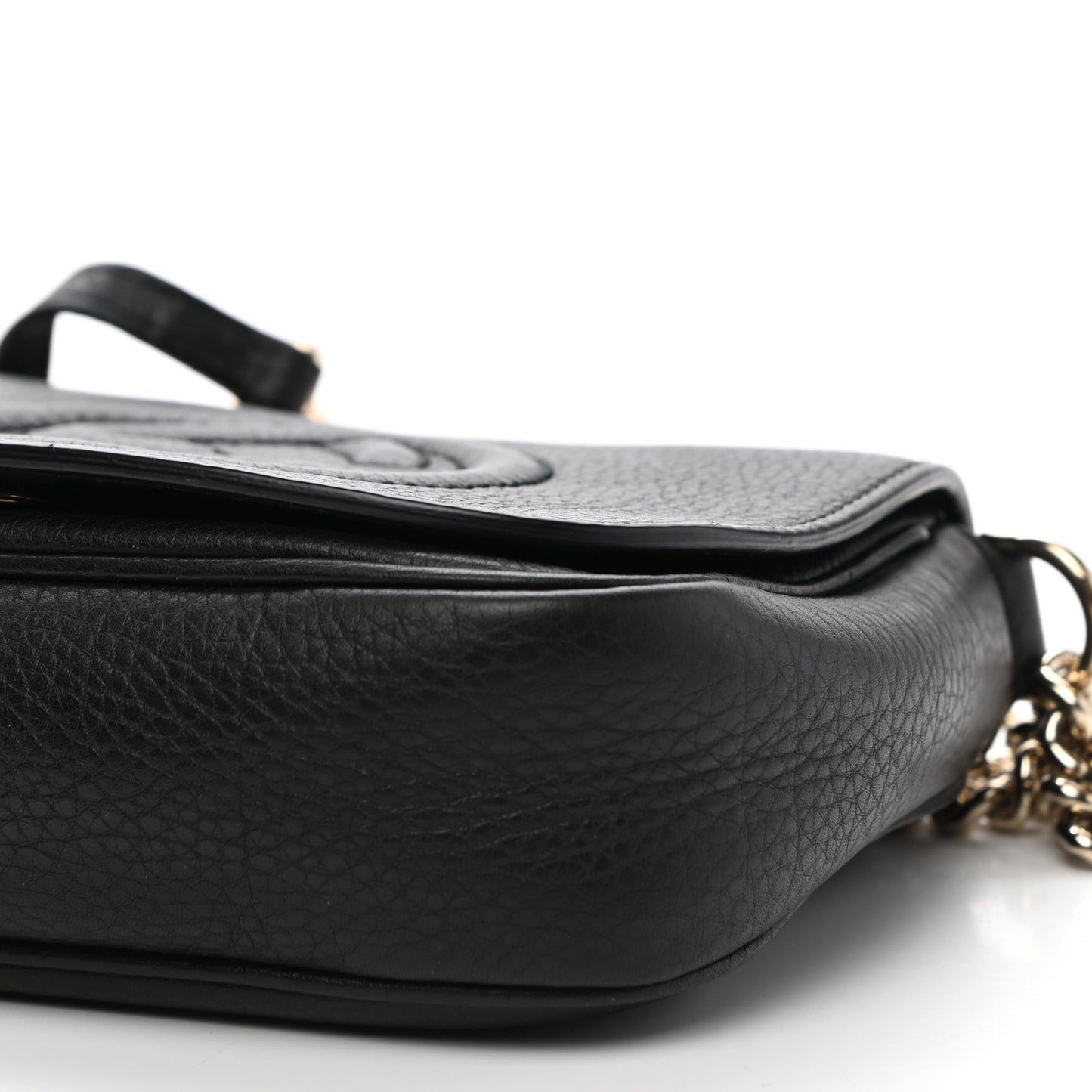 Pebbled Calfskin Small Soho Flap Crossbody Black