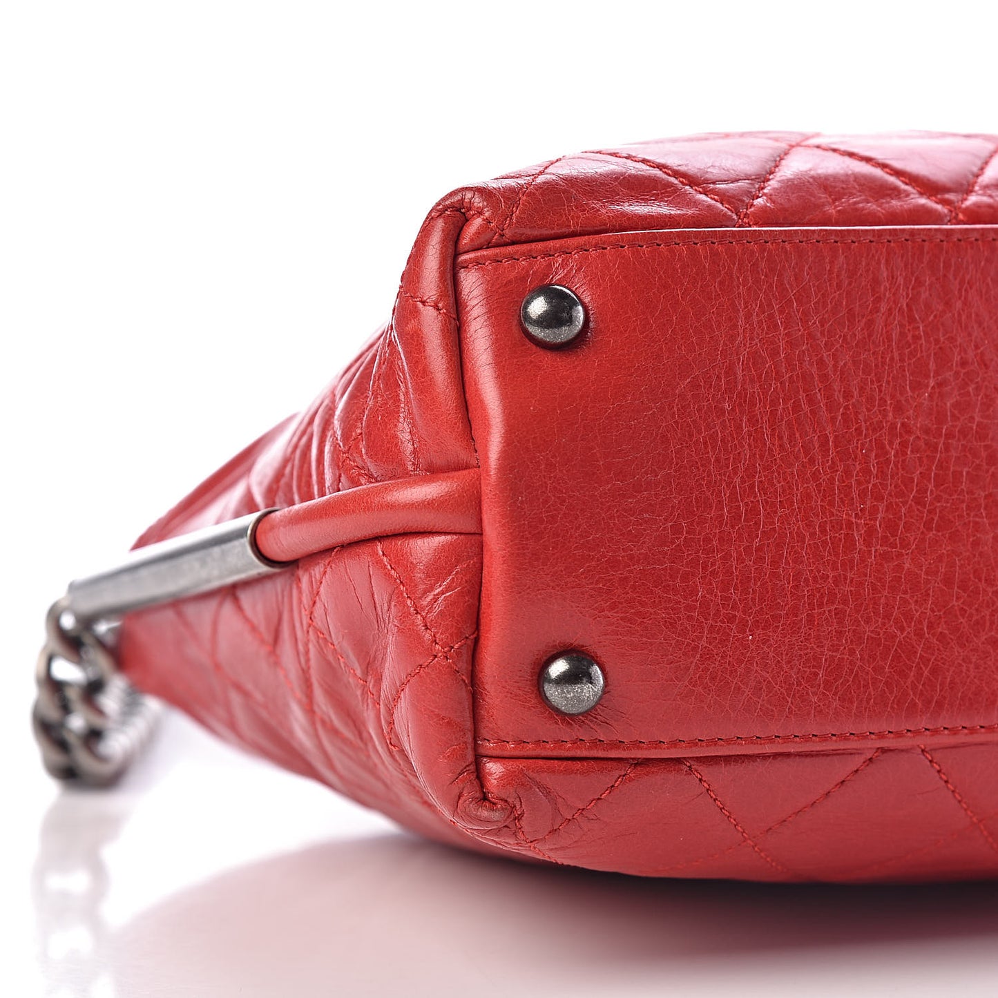 Glazed Calfskin Hobo Red