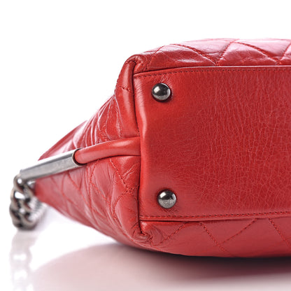 Chanel Glazed Calfskin Hobo Red 9 of 10