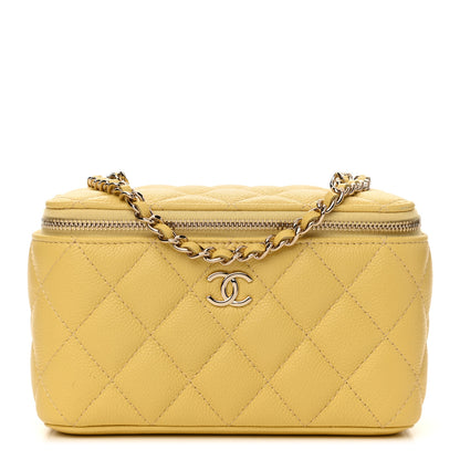 Chanel Caviar Quilted Small Tiny CC Vanity Case With Chain Yellow 1 of 11