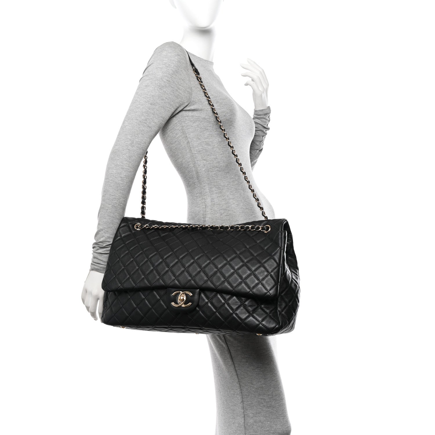 Chanel Calfskin Quilted XXL Travel Flap Bag Black 2 of 11