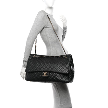 Chanel Calfskin Quilted XXL Travel Flap Bag Black 2 of 11