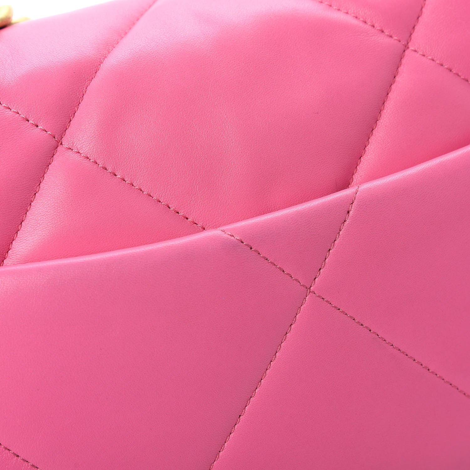 Chanel Shiny Lambskin Quilted Medium Chanel 19 Flap Neon Pink 11 of 11