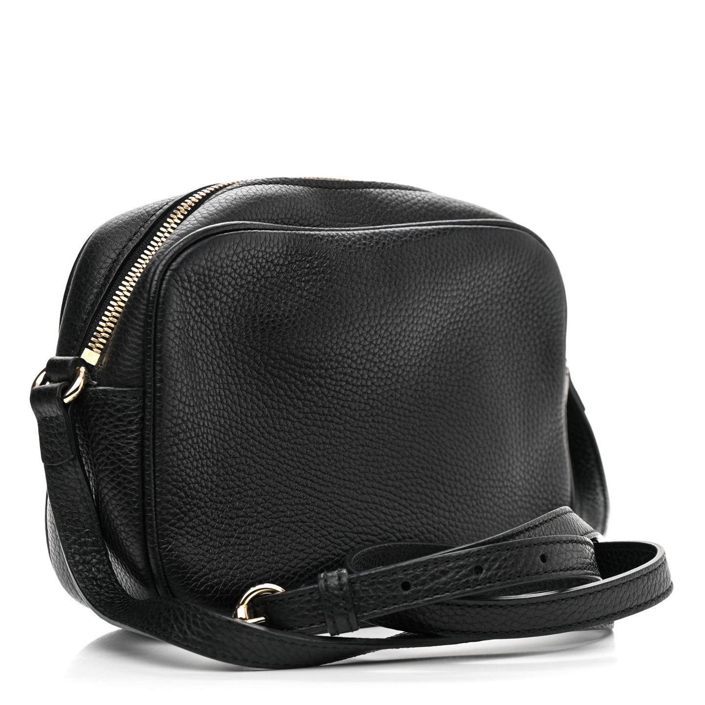 Pebbled Calfskin Small Soho Disco Bag Black