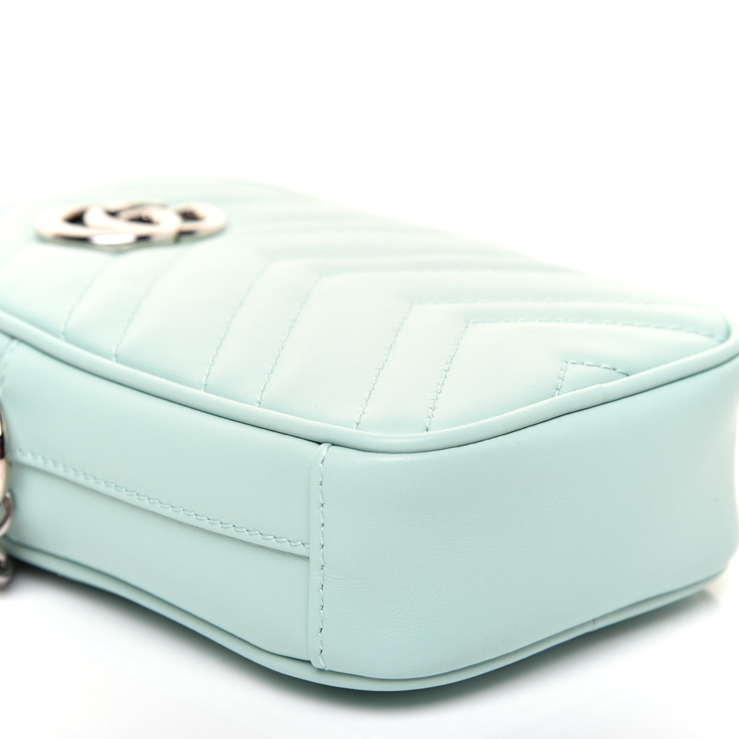 Calfskin Matelasse Mini GG Marmont Crossbody Bag Water Green