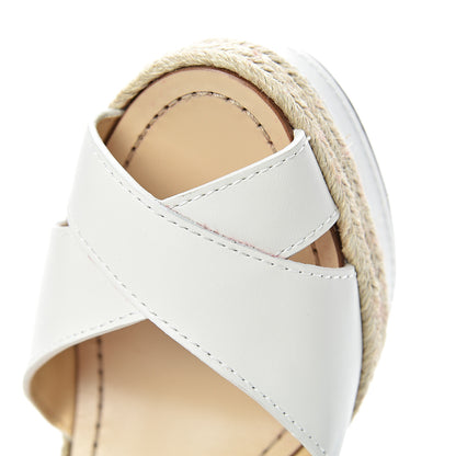 Christian Louboutin Calfskin Almeria 120 Wedge Sandals 39 Snow 9 of 10