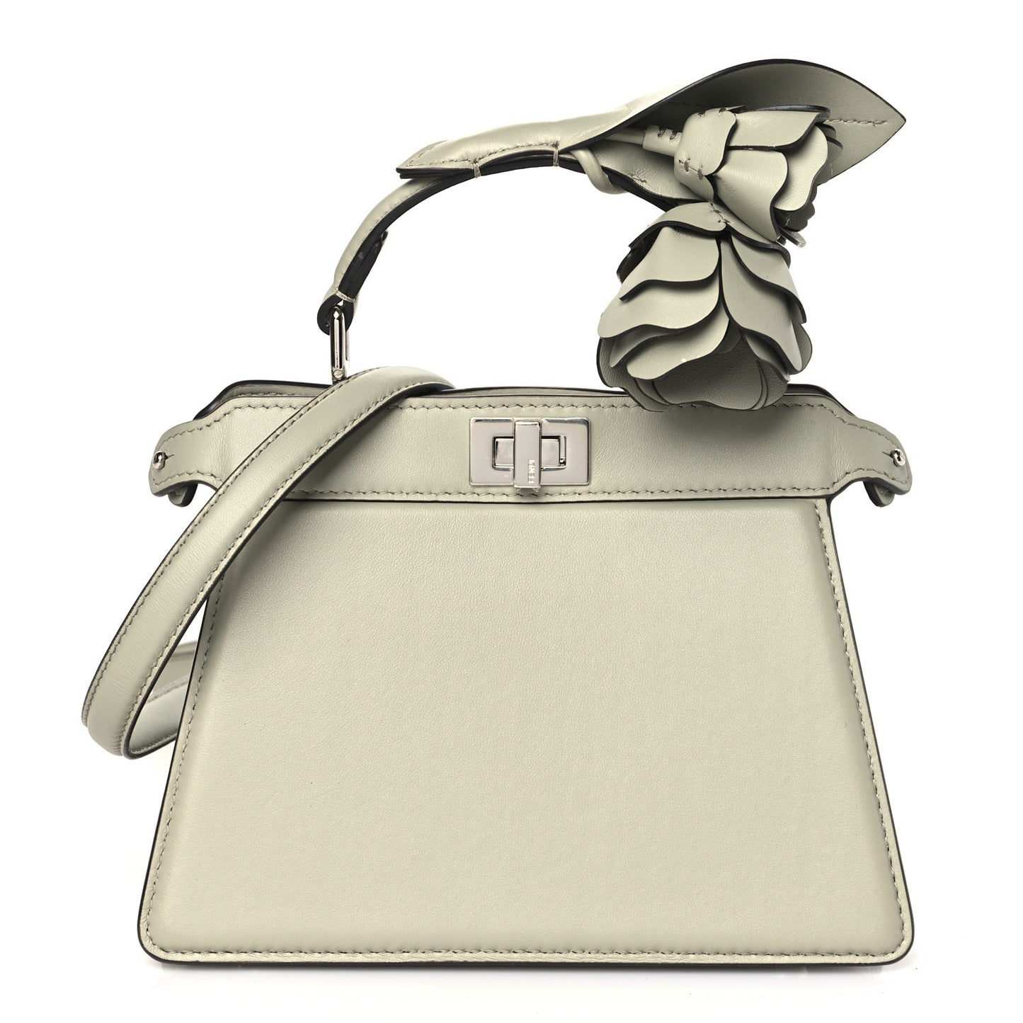 Shiny Nappa Flower Petite Peekaboo I SEE U Satchel Green Tea