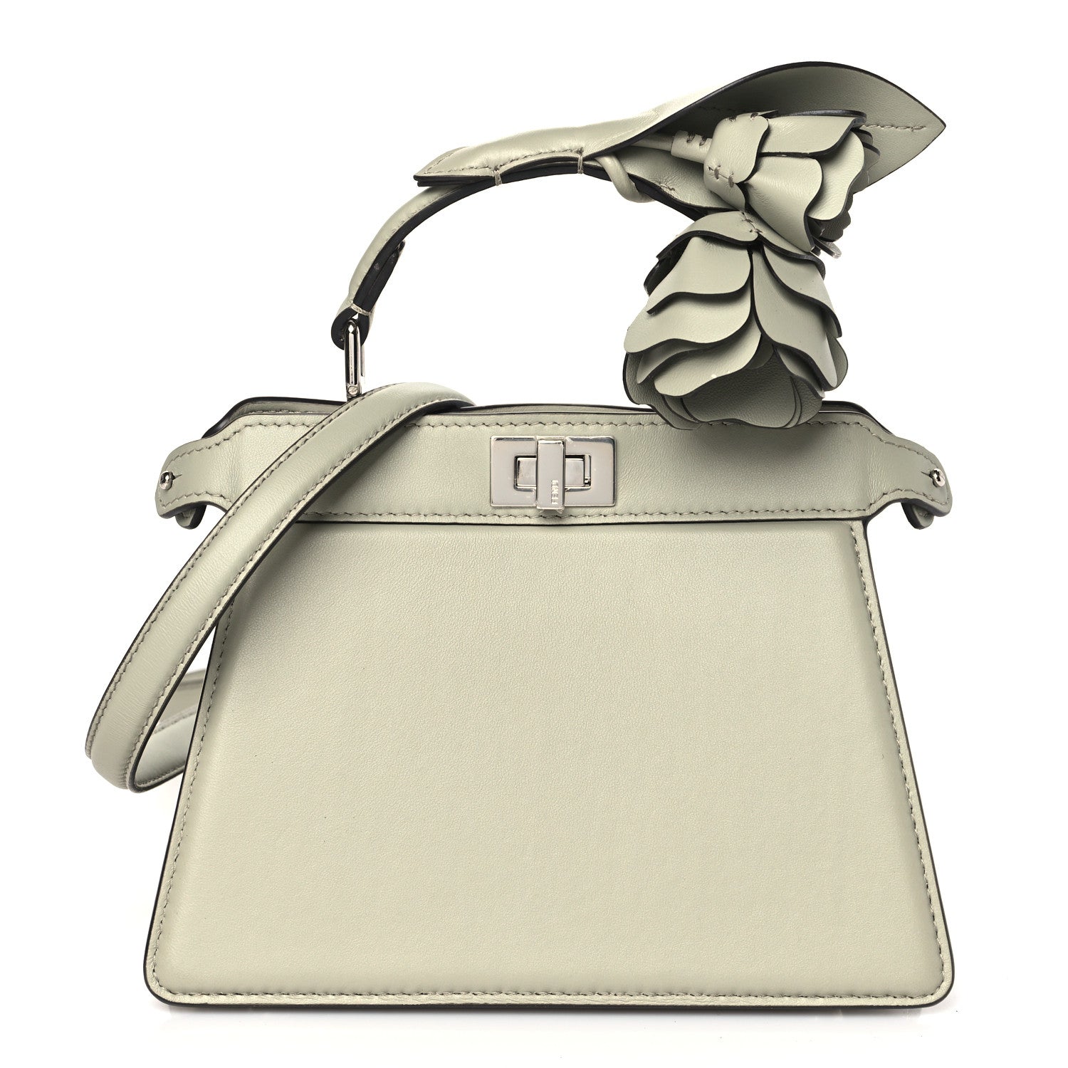 Fendi Shiny Nappa Flower Petite Peekaboo I SEE U Satchel Green Tea 1 of 9