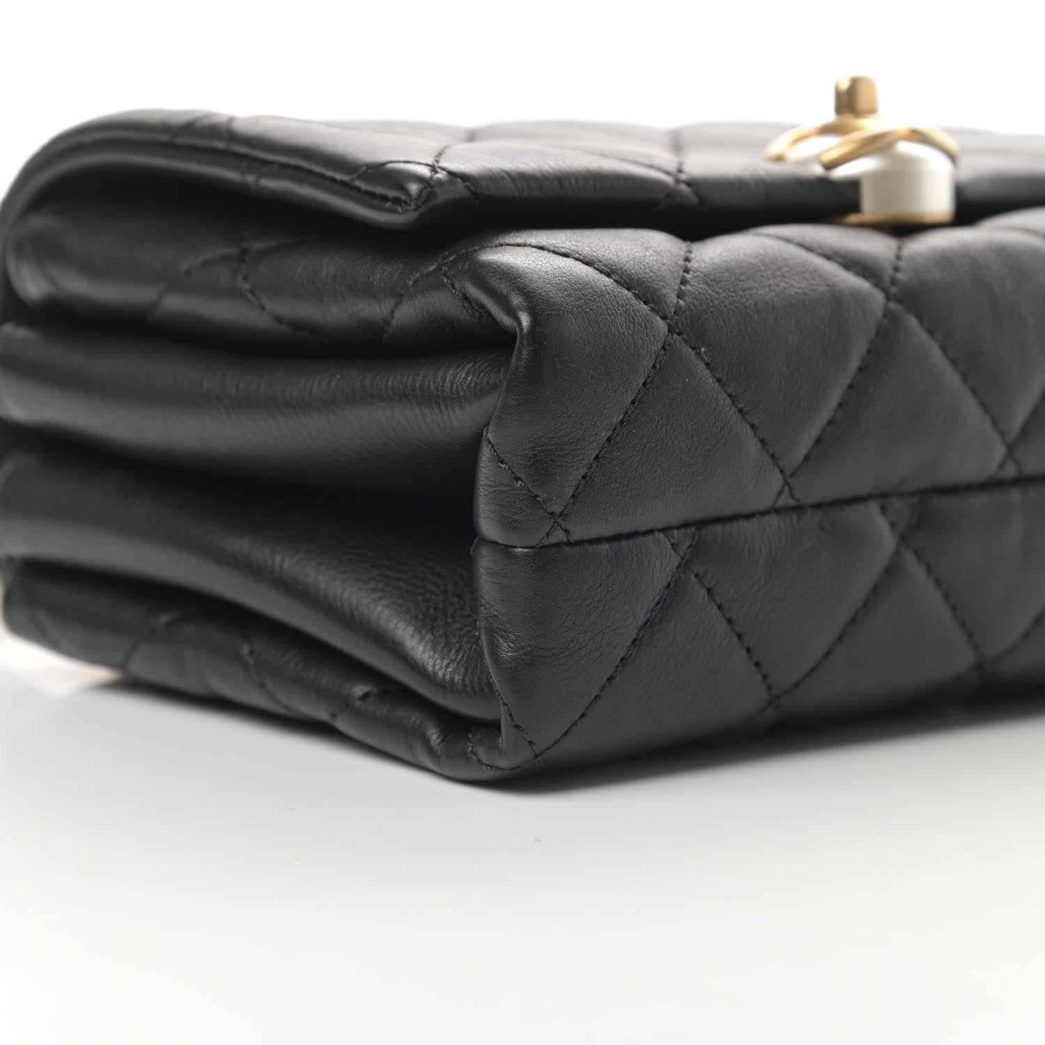 Chanel Calfskin Quilted Accordion Pearl CC Flap Bag Black 9 of 13