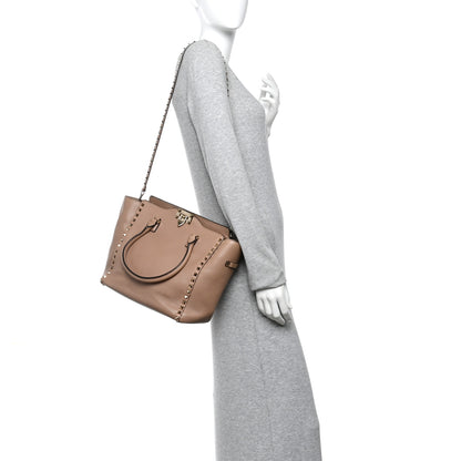 Valentino Garavani Vitello Rockstud Double Handle Tote Alpaca 2 of 9