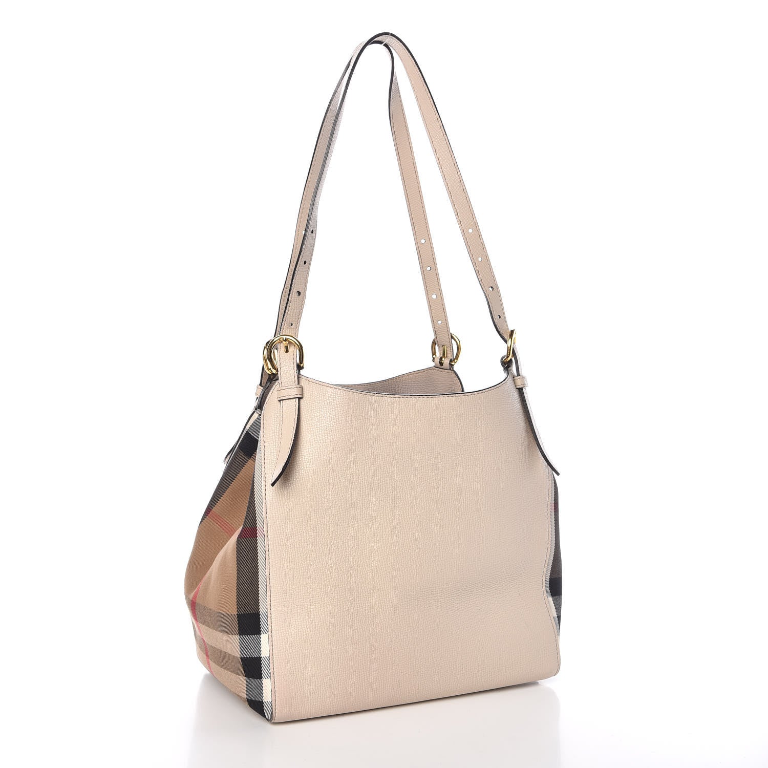 Burberry Grainy Calfskin House Check Small Canterbury Tote Limestone 3 of 13