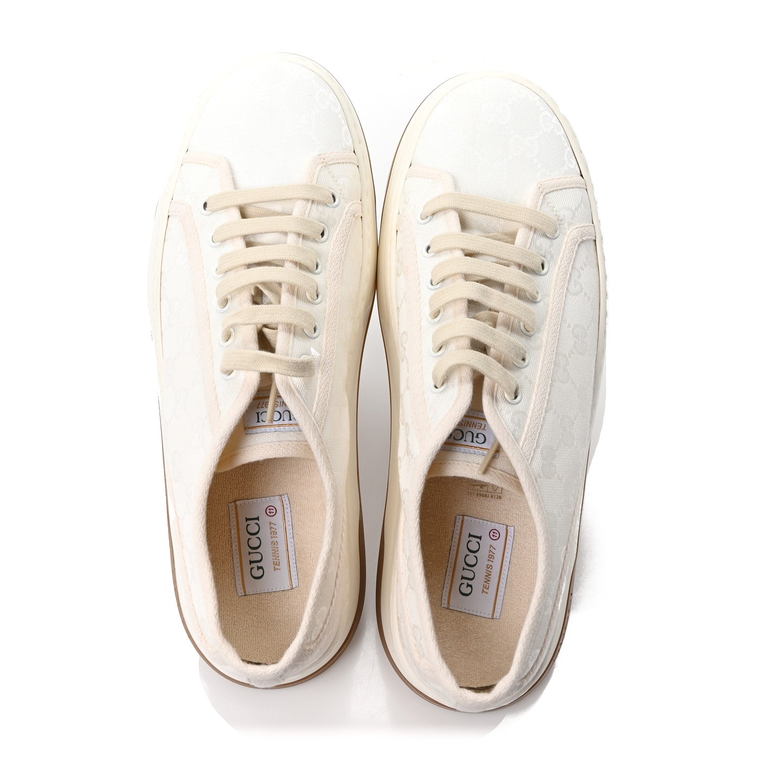 Gucci GG Monogram Mens 1977 Tennis Platform 52mm Sneakers 11 Great White Mystic White 2 of 9