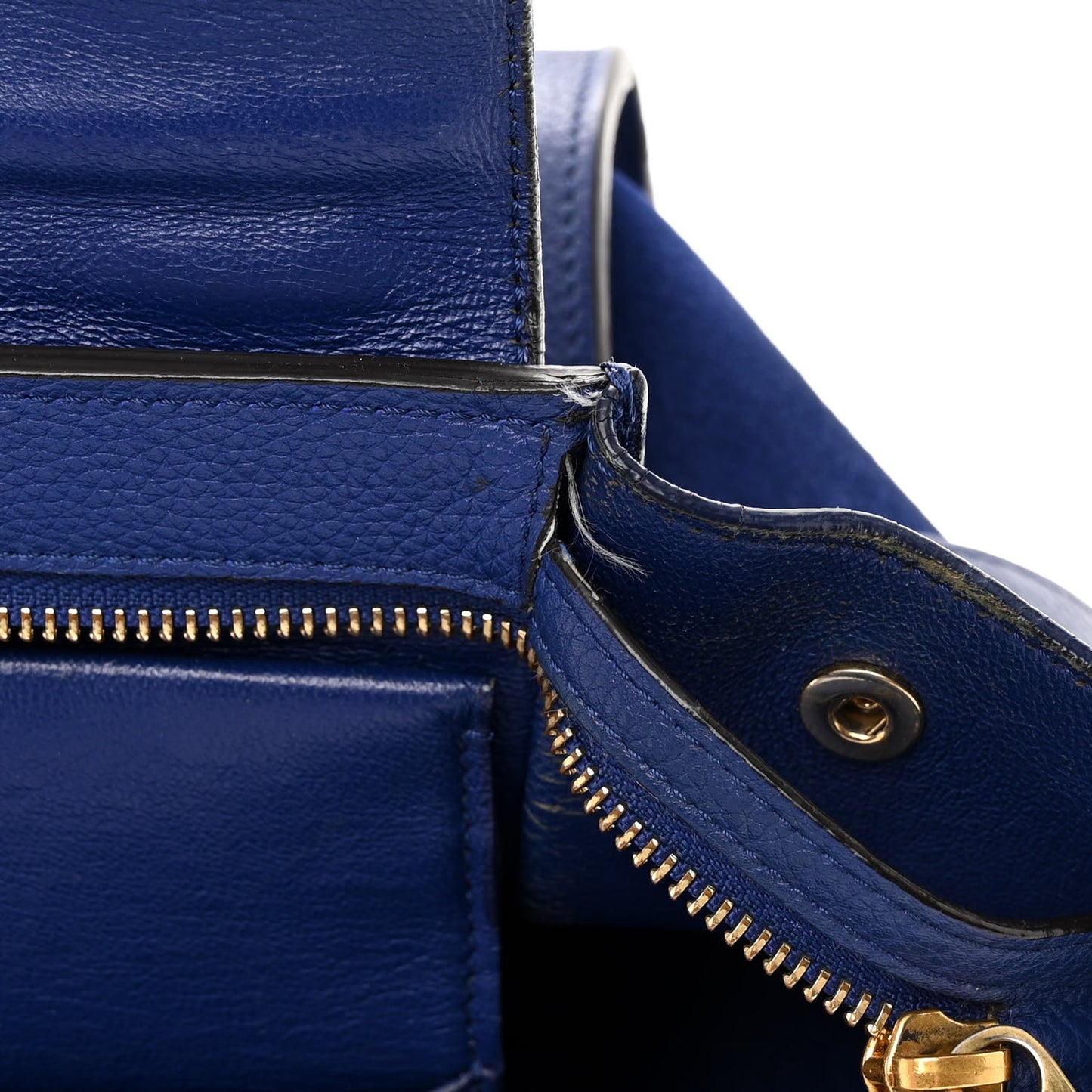 Drummed Calfskin Suede Medium Trapeze Indigo