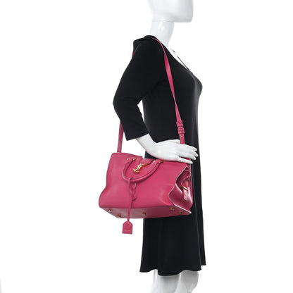 Saint Laurent Calfskin Small Monogram Cabas Fuchsia 2 of 16