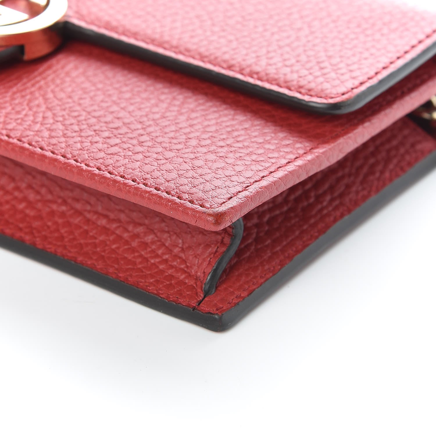 Gucci Dollar Calfskin Interlocking G Chain Wallet Red 6 of 10