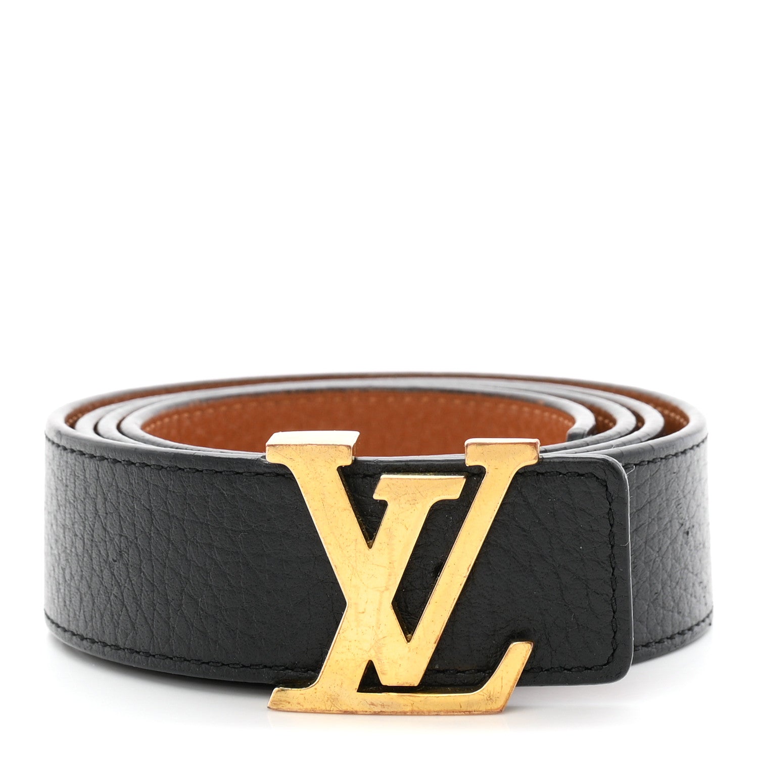Louis Vuitton Taurillon Calfskin 30mm LV Initiales Reversible Belt 85 34 Black Brown 1 of 5