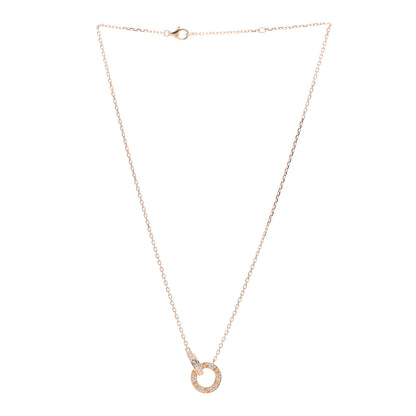 Cartier 18K Pink Gold Diamond Interlocking LOVE Paved Necklace 3 of 6