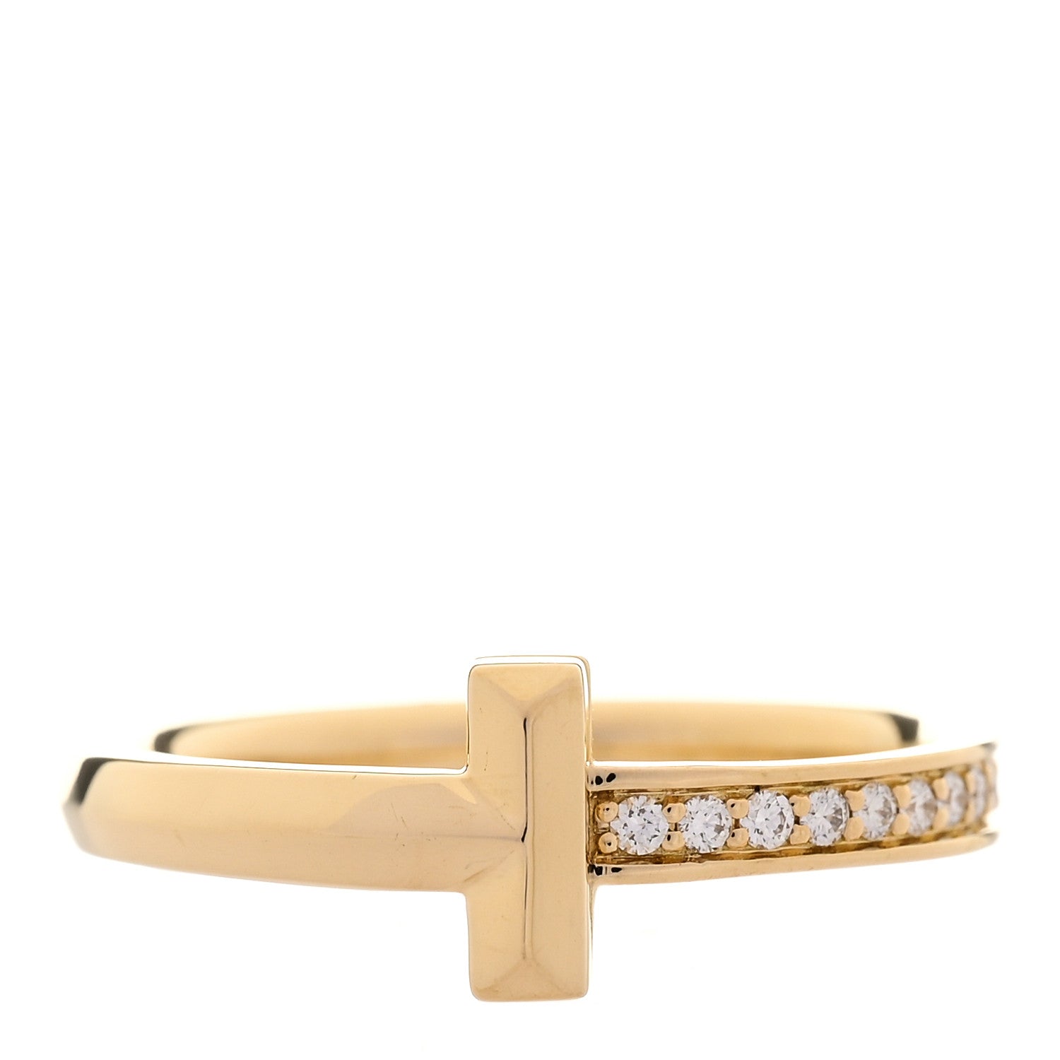 Tiffany 18K Yellow Gold Diamond 2.5mm T T1 Ring 56 7.75 54/7 1 of 5
