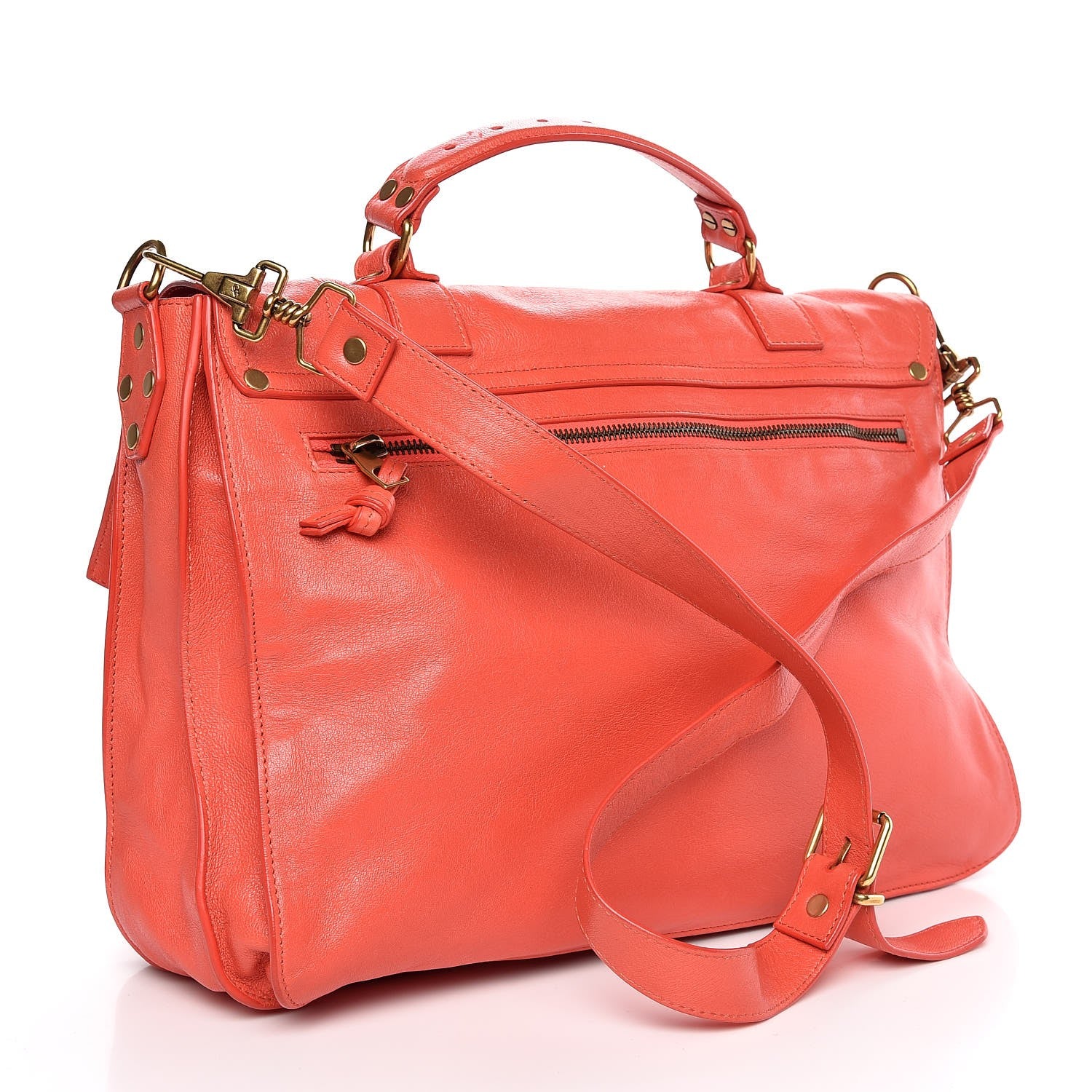 Proenza Schouler Lambskin PS1 Large Satchel Deep Coral 4 of 9
