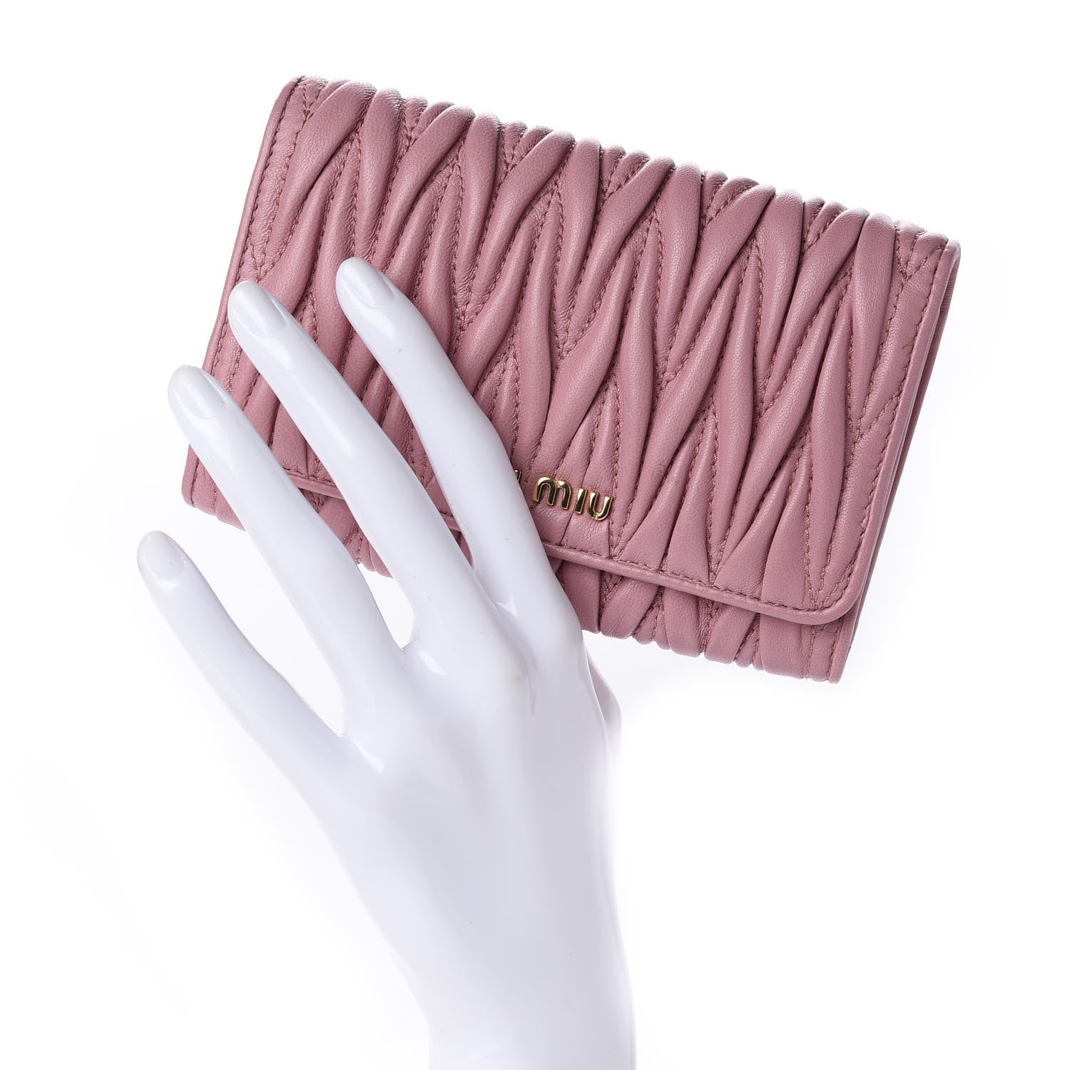 Miu Miu Nappa Matelasse Flap Wallet Rosa 2 of 10