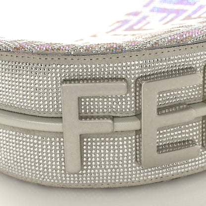 Fendi Iridescent Crystal Vitello Laminato Suede FF Mini Fendigraphy Hobo Bag Capuccino 9 of 12