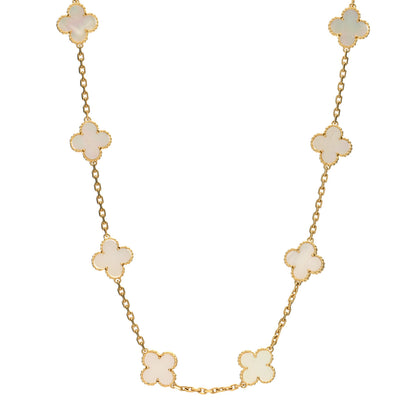 Van Cleef & Arpels 18K Yellow Gold Mother of Pearl 10 Motifs Vintage Alhambra Necklace 1 of 6