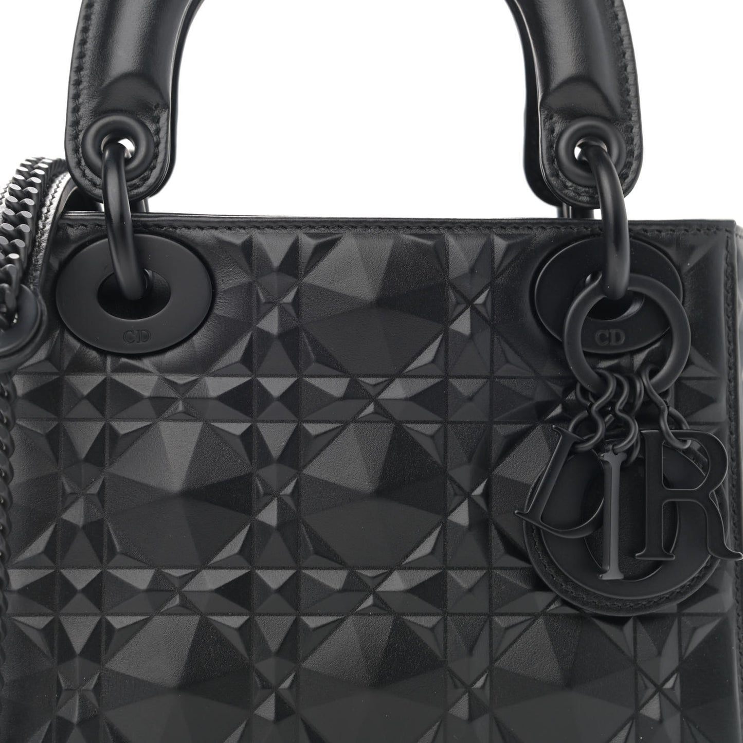 Calfskin Diamond Cannage Mini Lady Dior Black