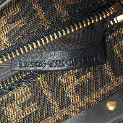Fendi Goatskin Zucca Medium Peekaboo Iconic Satchel Black Tobacco 5 of 8