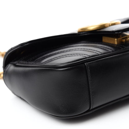 Gucci Calfskin Matelasse Mini GG Marmont Shoulder Bag Black 6 of 10