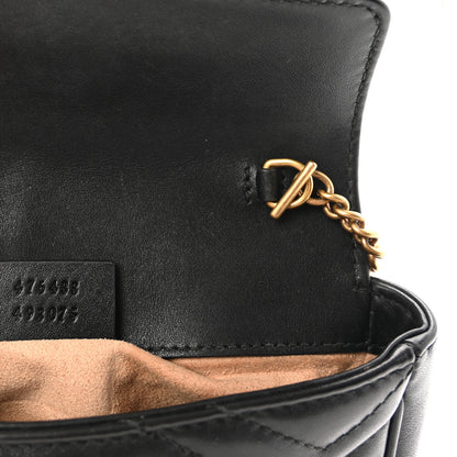 Gucci Calfskin Matelasse Super Mini GG Marmont Shoulder Bag Black 7 of 10