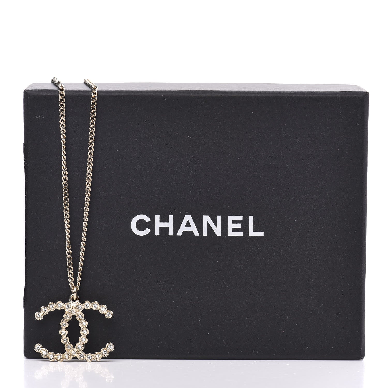 Chanel Crystal CC Pendant Necklace Gold 5 of 5