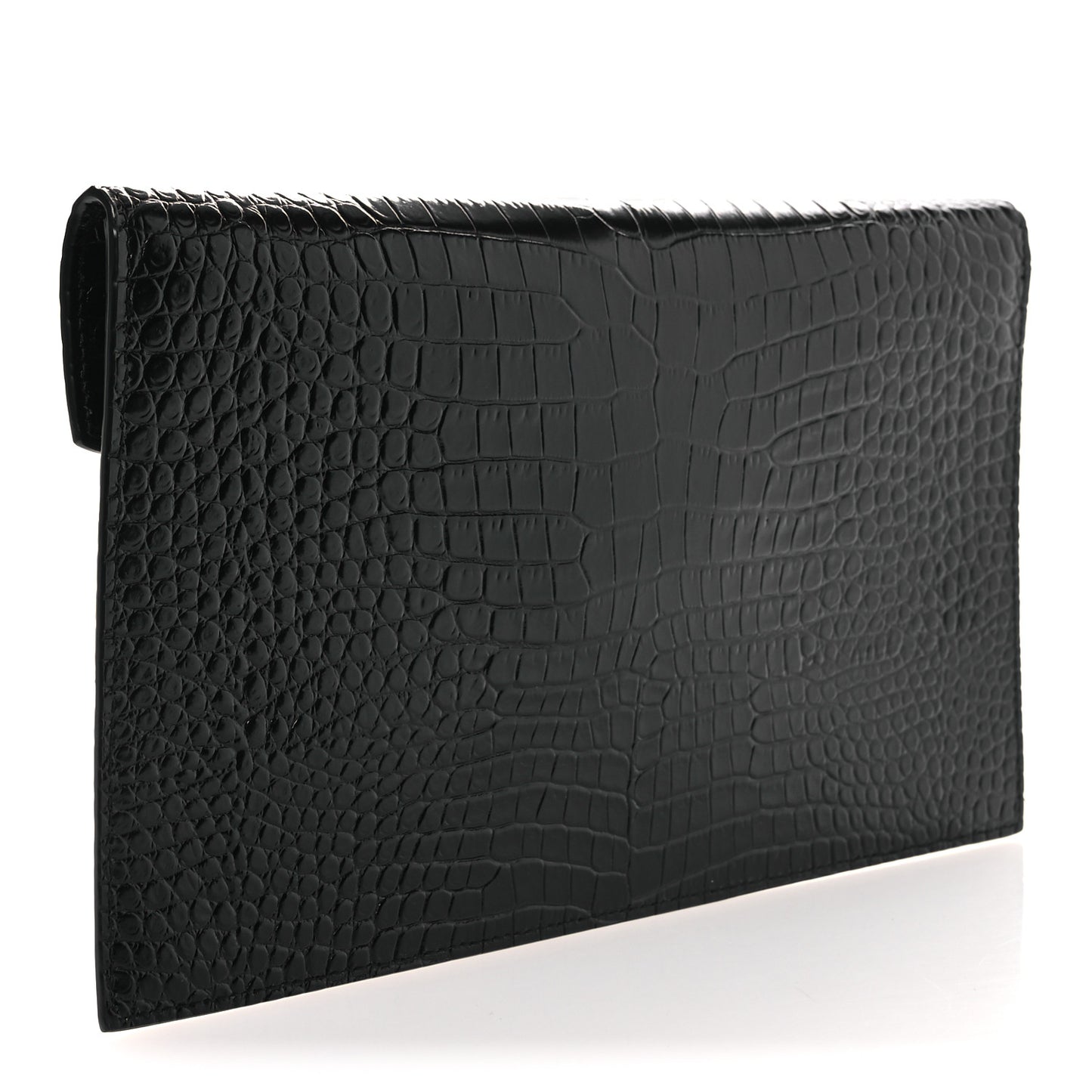 Calfskin Crocodile Embossed Uptown Monogram Pouch Black