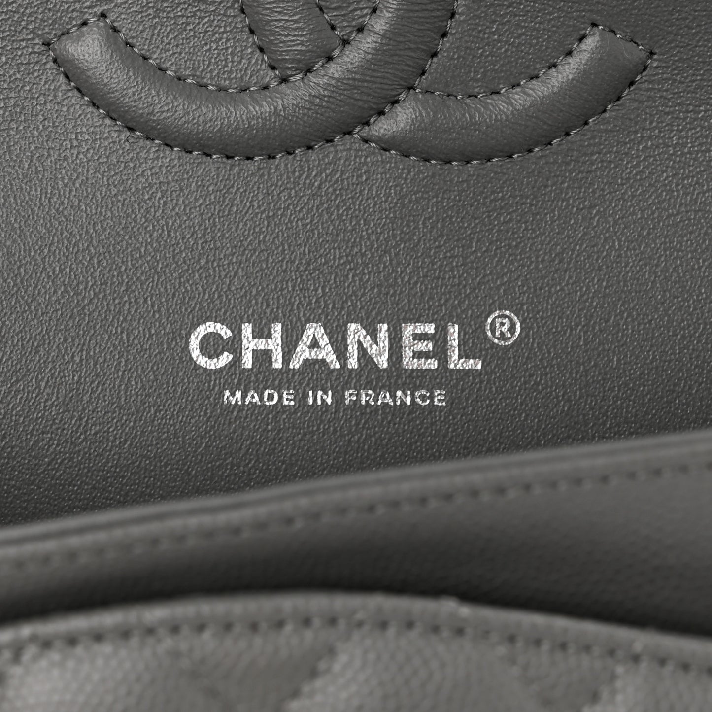 Caviar Quilted Medium Double Flap Grey