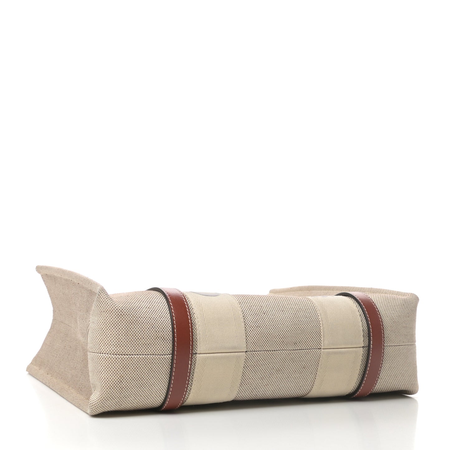 Cotton Calfskin Medium Woody Ribbon Tote White Brown